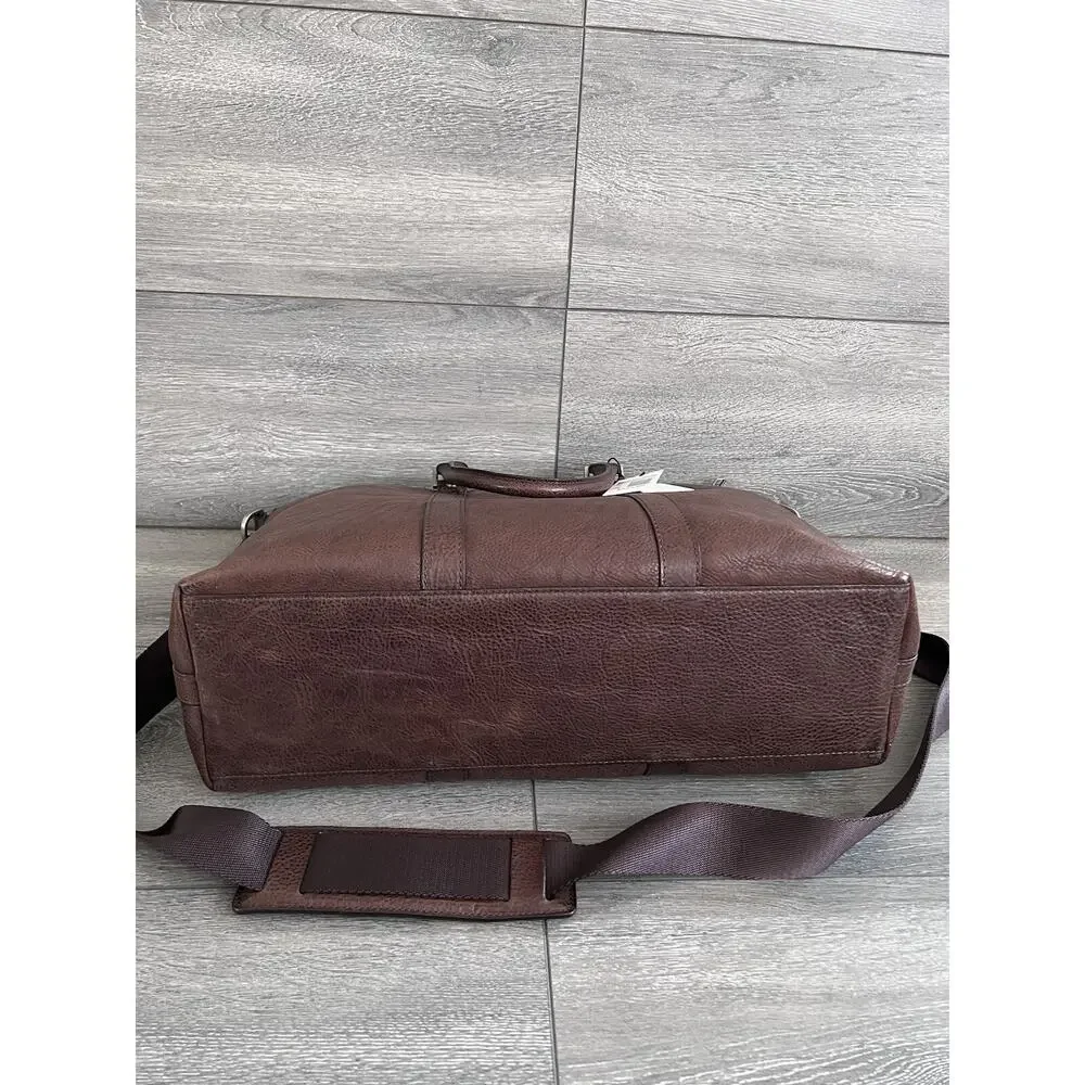Brahmin Beckett cocoa brown Manchester genuine leather men laptop bag B000514
